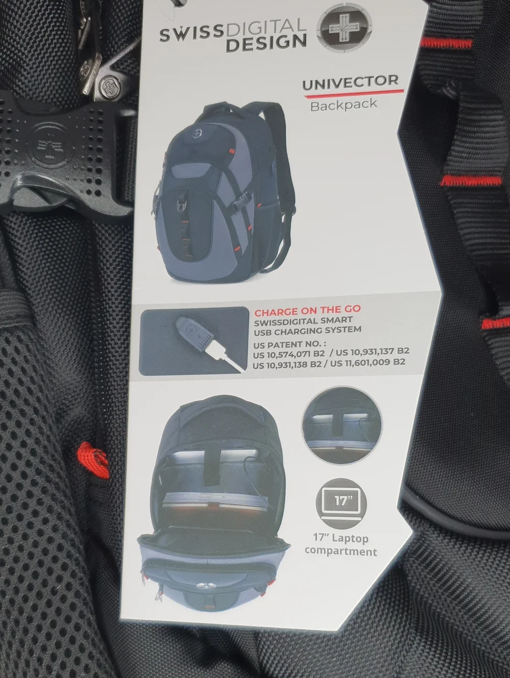 Swissdigital Design Laptop Backpack with USB Charging Port Travel Backpack NWT